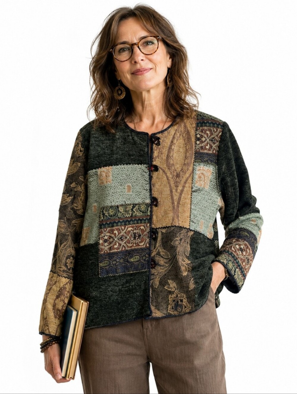 Vintage Allure Patchwork Art to Wear Jacket PS Teacher Tapestry Jeweled Artsy